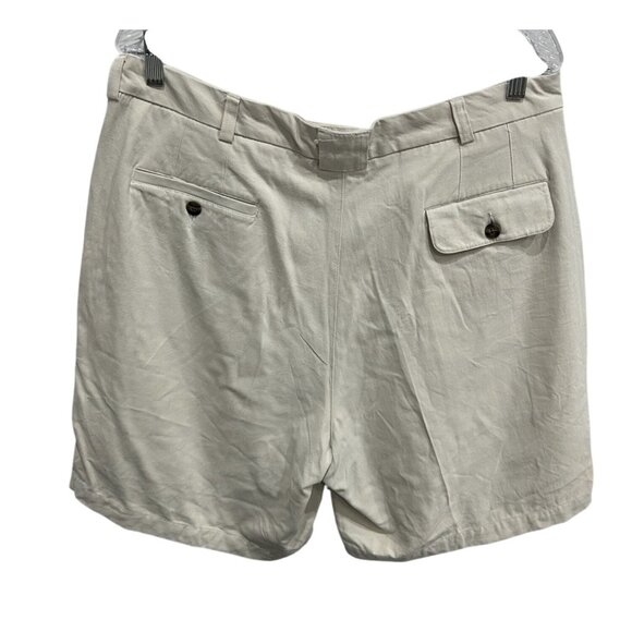 Haggar Mens Pleated Ivory Silk Shorts Size 38 With Pockets - Picture 2 of 8